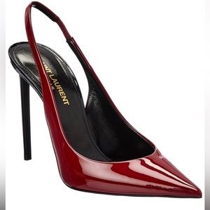 NWT Saint Laurent Anja slingback pumps size 38.5 red patent leather